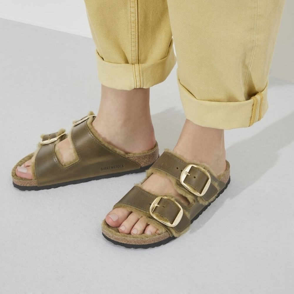 BIRKENSTOCK Arizona Big Buckle Shearling Natural Oiled Leather